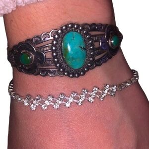 Faux Diamond Silver Adjustable Tennis Bracelet 💎